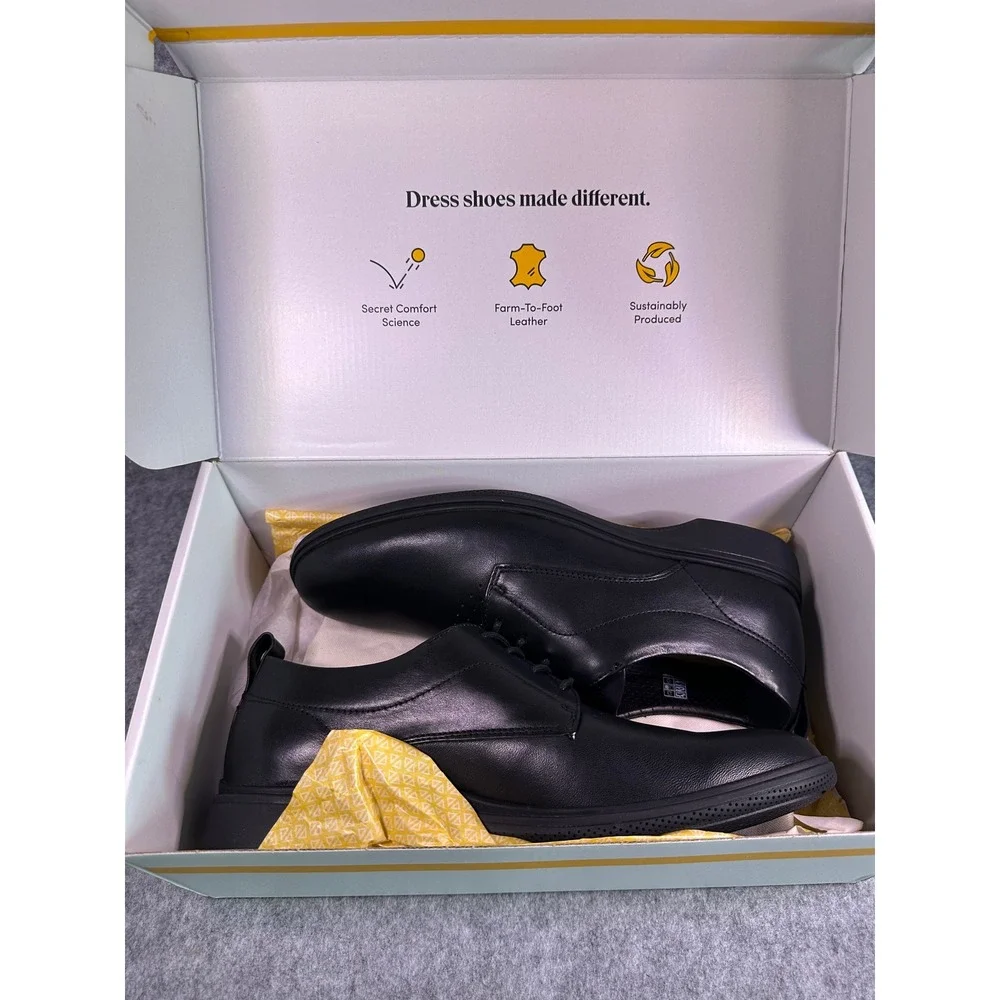 NIB Amberjack The Original Obsidian Black Leather Derby Dress Shoes Mens 8.5 M
